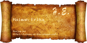 Haiman Erika névjegykártya